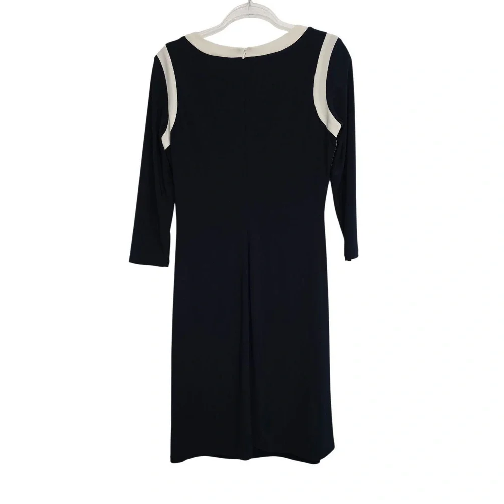 Lauren Ralph‎ Lauren Womens 8 Ruched Color Block Sheath Dress 3Q Sleeve